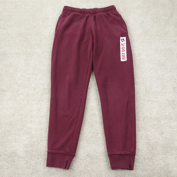 Nike Pants - Nike Sportswear Joggers Womens XS Red Stretch Elastic Waist Just Do It Fleece